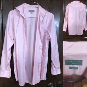 Perry Ellis Dress Shirt: Pink 15.5/34/35